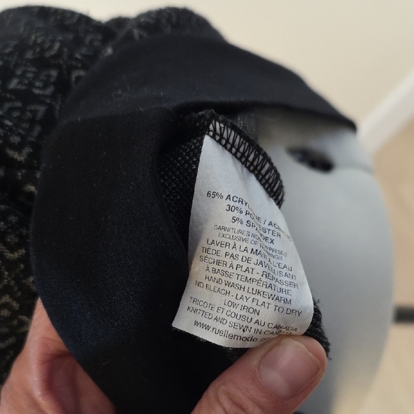 Ruelle Sleeveless Knit Tunic Sweater Dress Black Patterned Size S Made in Canada - Picture 4 of 7